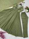 JF 014 Pure Faux Georgette Embroidery Work Gown With Dupatta Suplliers In India